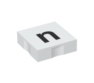 Duplo White Tile 2 x 2 with Side Indents with "n" (6309 / 48530)