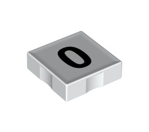 Duplo White Tile 2 x 2 with Side Indents with Number 0 (14450 / 48509)