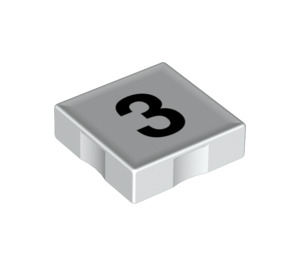 Duplo White Tile 2 x 2 with Side Indents with Number 3 (14443 / 48502)