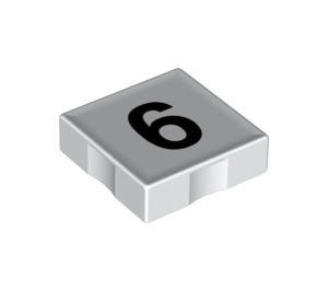 Duplo White Tile 2 x 2 with Side Indents with Number 6 (14446 / 48505)