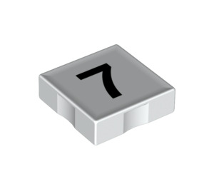 Duplo Weiß Fliese 2 x 2 mit Seite Indents mit Number 7 (14447 / 48506)