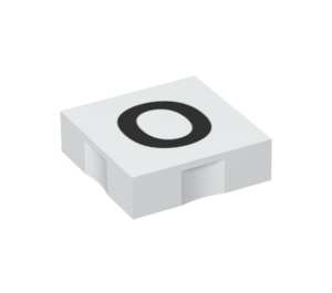 Duplo White Tile 2 x 2 with Side Indents with "O" (6309 / 48532)