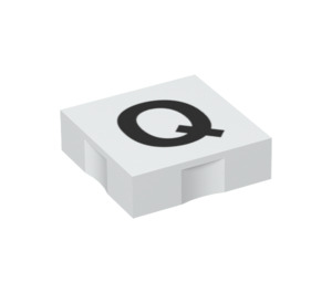 Duplo Weiß Fliese 2 x 2 mit Seite Indents mit "Q" (6309 / 48545)