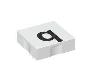 Duplo White Tile 2 x 2 with Side Indents with "q" (6309 / 48547)