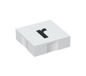 Duplo White Tile 2 x 2 with Side Indents with "r" (6309 / 48550)