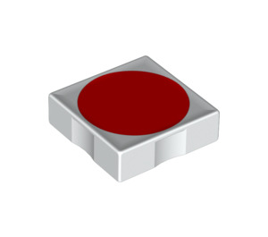 Duplo blanc Tuile 2 x 2 avec Côté Indents avec rouge Disc (6309 / 48659)