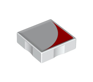 Duplo White Tile 2 x 2 with Side Indents with Red Inverse Quarter Disc (6309 / 48661)