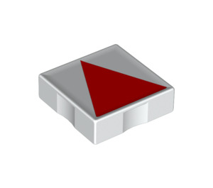 Duplo blanc Tuile 2 x 2 avec Côté Indents avec rouge Isosceles Triangle (6309 / 48665)