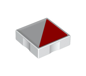 Duplo Blanc Tuile 2 x 2 avec Côté Indents avec Rouge Right-Incliné Triangle (6309 / 48663)