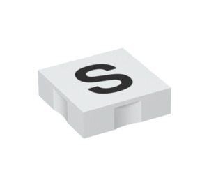 Duplo blanc Tuile 2 x 2 avec Côté Indents avec "S" (6309 / 48552)