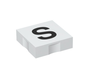 Duplo Blanc Tuile 2 x 2 avec Côté Indents avec "S" (6309 / 48552)