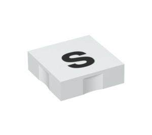 Duplo White Tile 2 x 2 with Side Indents with "s" (6309 / 48553)