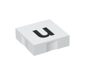 Duplo White Tile 2 x 2 with Side Indents with "u" (6309 / 48560)