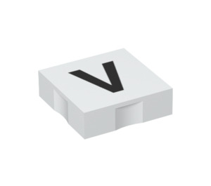 Duplo White Tile 2 x 2 with Side Indents with "V" (6309 / 48561)