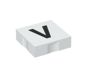 Duplo Blanc Tuile 2 x 2 avec Côté Indents avec "V" (6309 / 48561)