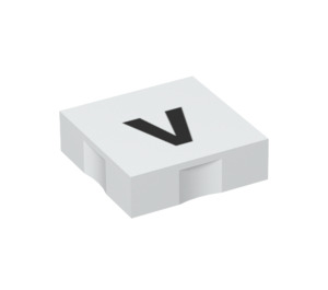 Duplo blanc Tuile 2 x 2 avec Côté Indents avec "v" (6309 / 48563)