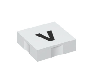 Duplo Vit Bricka 2 x 2 med Sida Indents med "v" (6309 / 48563)