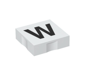 Duplo White Tile 2 x 2 with Side Indents with "W" (6309 / 48564)