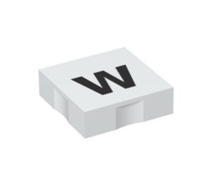 Duplo blanc Tuile 2 x 2 avec Côté Indents avec "w" (6309 / 48565)