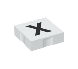 Duplo White Tile 2 x 2 with Side Indents with "X" (6309 / 48585)