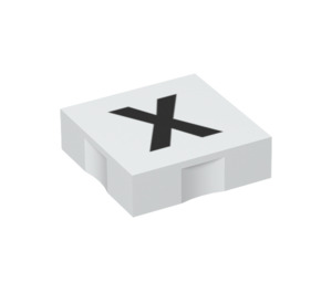 Duplo Hvit Tile 2 x 2 med Side Indents med "X" (6309 / 48585)