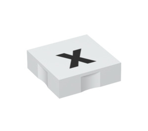 Duplo blanc Tuile 2 x 2 avec Côté Indents avec "x" (6309 / 48586)