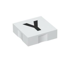 Duplo White Tile 2 x 2 with Side Indents with "Y" (6309 / 48587)