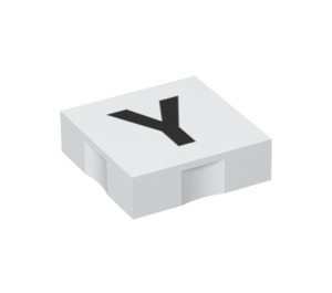 Duplo Hvit Tile 2 x 2 med Side Indents med "Y" (6309 / 48587)