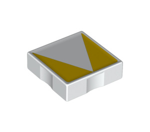 Duplo White Tile 2 x 2 with Side Indents with Yellow Inverse Isosc. Triangle (6309 / 48773)