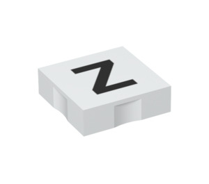Duplo blanc Tuile 2 x 2 avec Côté Indents avec "Z" (6309 / 48589)
