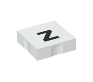 Duplo blanc Tuile 2 x 2 avec Côté Indents avec "z" (6309 / 48591)