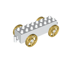 Duplo Hvit Vogn med Gold Hjul (76087)