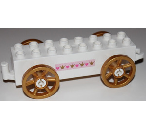 Duplo White Wagon with Gold Wheels with Hearts and Crowns (Both Sides) Sticker (76087)