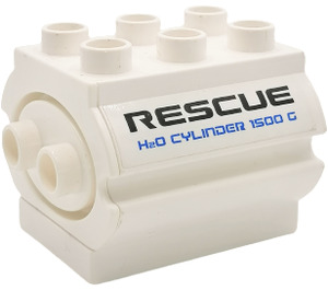 Duplo White Watertank with 'RESCUE H2O CYLINDER' Sticker (6429)