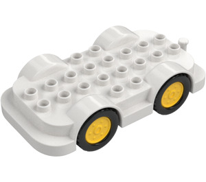 Duplo Weiß Wheelbase 4 x 8 mit Gelb Räder (15319 / 24911)