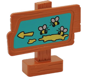 Duplo Wood Grain Sign with Arrow Pointing Left, Bees and Honey Sign (31283)