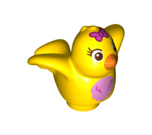 Duplo Yellow Bird with Pink Bow and Feathers (33364 / 46565)