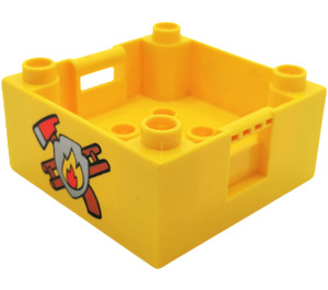 Duplo Żółty Skrzynka z Uchwyt 4 x 4 x 1.5 z Ogień logo (47423 / 51818)