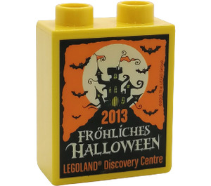 Duplo Yellow Brick 1 x 2 x 2 with 2013 Fröhliches Halloween LEGOLAND Discovery Centre without Bottom Tube (4066)