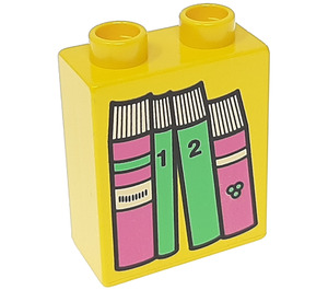 Duplo Yellow Brick 1 x 2 x 2 with Books without Bottom Tube (4066)