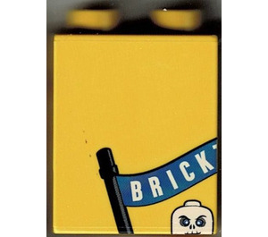 Duplo Yellow Brick 1 x 2 x 2 with Bricktober Week 3 without Bottom Tube (4066)