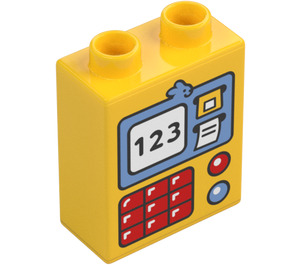 Duplo Keltainen Palikka 1 x 2 x 2 jossa Cash/ATM Machine pohjaputken kanssa (15847 / 25385)