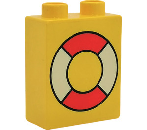 Duplo Gelb Stein 1 x 2 x 2 mit Life Preserver ohne Unterrohr (4066)