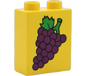 Duplo Yellow Brick 1 x 2 x 2 with Purple Grapes without Bottom Tube (4066)