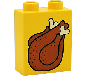 Duplo Yellow Brick 1 x 2 x 2 with Roast Turkey without Bottom Tube (4066)