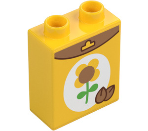 Duplo Gelb Stein 1 x 2 x 2 mit Sunflower Seeds Package (4066)