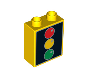 Duplo Yellow Brick 1 x 2 x 2 with Traffic Lights without Bottom Tube (4066 / 93535)