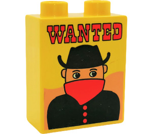 Duplo Amarillo Ladrillo 1 x 2 x 2 con WANTED Poster sin tubo inferior (4066)