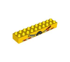 Duplo Yellow Brick 2 x 10 with Workshop sign (2291 / 86019)