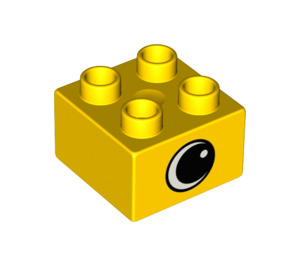 Duplo Yellow Brick 2 x 2 with Eye on two sides and white spot (82061 / 82062)